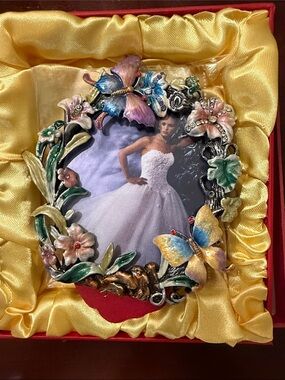 Royal Gem Co Ornate Hand Enameled Butterfly Floral Decorative Picture Frame